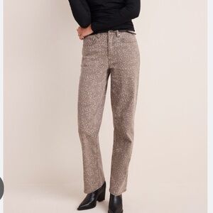 Francesca's Collections Beige Patterned Straight Leg Jeans